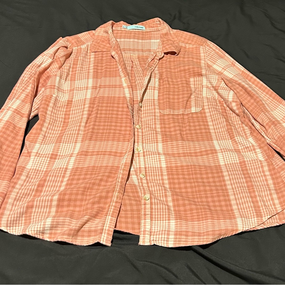 Maurices Peach Plaid Shirt